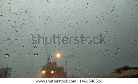 Weather on rainy days and water droplets on the glass