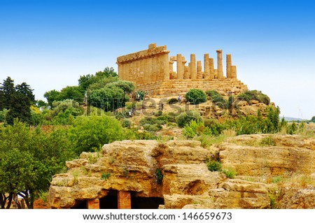 Agrigento, Greek Temples Valley, Juno Temple (480-420 b.C.), Sicily, Italy Royalty-Free Stock Photo #146659673