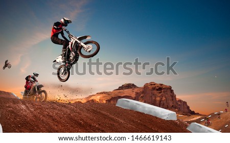 Motocross rider in action. Motocross sport. Royalty-Free Stock Photo #1466619143
