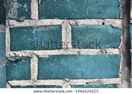 Beauitful old and weathered blue brick walls with cracks fround all over europe