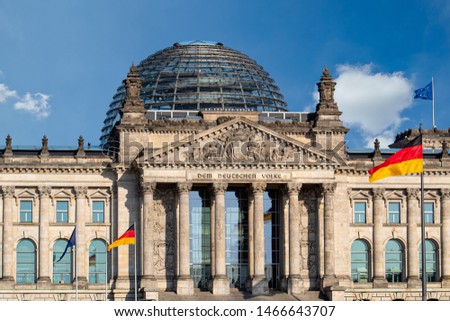 Reichstag building, seat of the German Parliament (Deutscher Bundestag) in Berlin, Germany Royalty-Free Stock Photo #1466643707