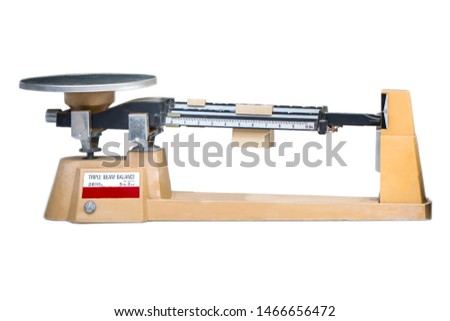 Triple beam balance in science laboratories isolated Royalty-Free Stock Photo #1466656472