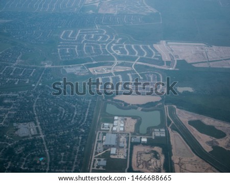 Aerial view of sun set of Houston Suburban	
