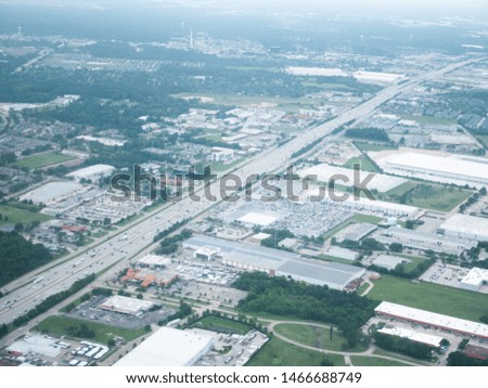Aerial view of sun set of Houston Suburban	