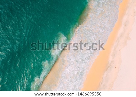 aerial view beautiful green wave on beach 
