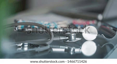 Stethoscope and medicine, Good health medical concept