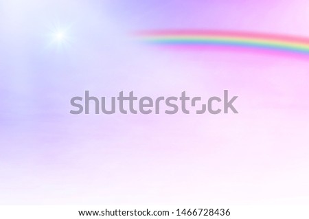 There are clouds and sky with rainbow as pastel background