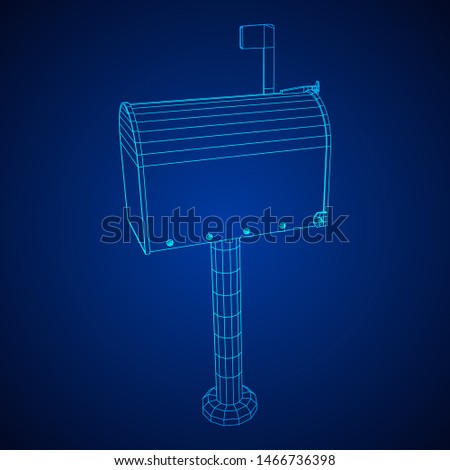 Correspondence mailbox with post letter message. Wireframe low poly mesh 3d render illustration