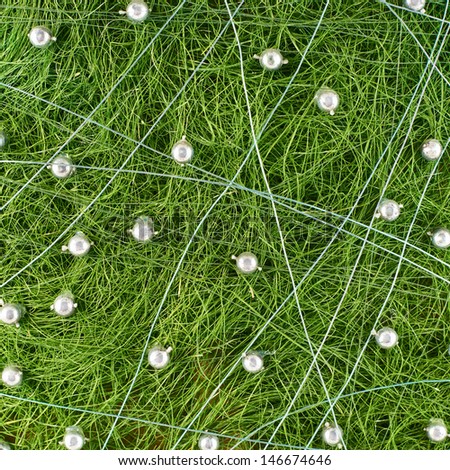 Green fibers as a Christmas holiday abstract background