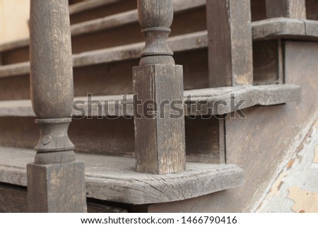 old wooden stairs close up