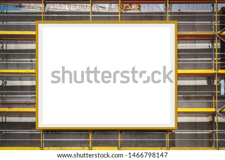 blank advertisement billboard on scaffolding / building facade