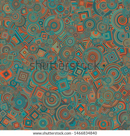 Abstract Generative Art color distributed  circles and Sqares background illustration