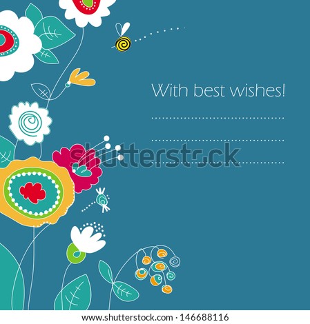 Floral greeting card. Vector art