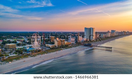 Pier in Myrtle Beach South Carolina SC Drone Aerial. Royalty-Free Stock Photo #1466966381
