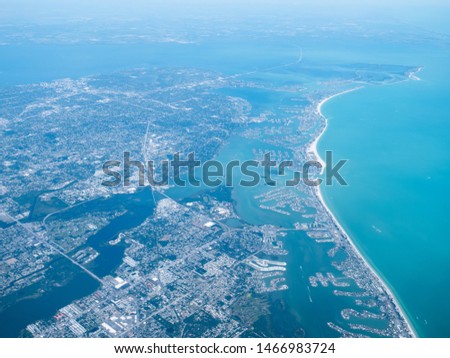 Aerial view of Beach of Tampa, st petersburg and clearwater in Florida, USA