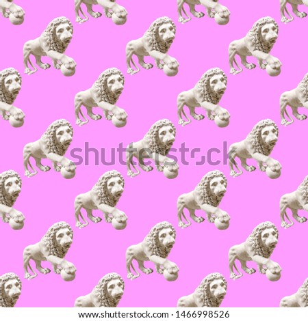 Seamless  pattern.  Statue Renaissance Lion. Use for t-shirt, greeting cards, wrapping paper, posters, fabric print.