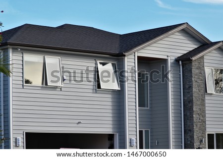 View of gray suburban house