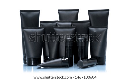 Black cosmetic tube mockup package set isolated on white background