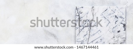Marble Board on Light Grey Concrete Background, banner, copy space for your text