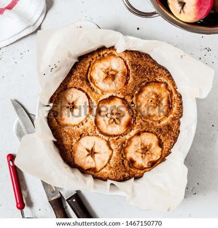 Apple Cake with Slices of Apple on Top, square