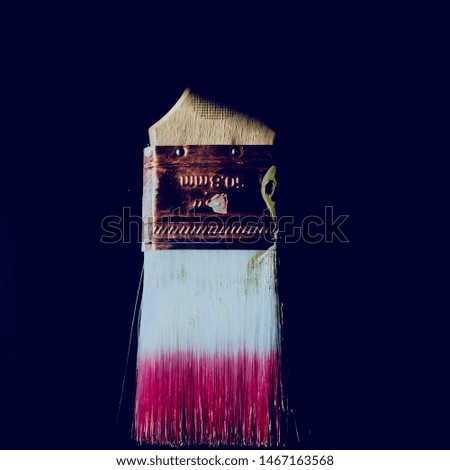 Pink and White Ombre paintbrush, splattered with old paint