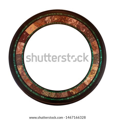 Wooden round frame for paintings, mirrors or photo isolated on white background
