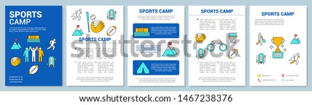 Championship, tournament training camp brochure template layout. Flyer, booklet, leaflet print design with linear illustrations. Vector page layouts for magazines, annual reports, advertising posters