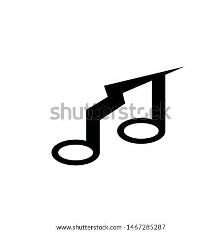 Note Music Icon Vector Design, Note Music Rock Icon Vector Design, Note Music with flash icon