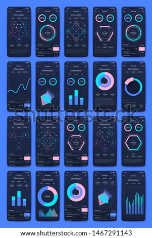 Vector graphics set mobile infographics. Template for creating mobile applications, workflow layout, diagram, banner, web design, business reports with some steps. Stock vector