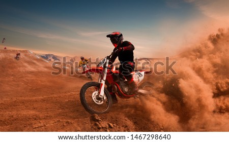 Motocross rider in action. Motocross sport. Royalty-Free Stock Photo #1467298640