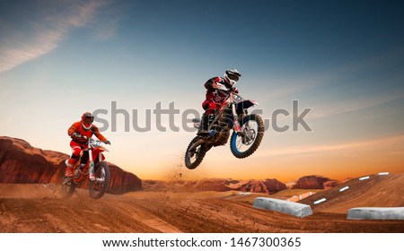 Motocross rider in action. Motocross sport. Royalty-Free Stock Photo #1467300365