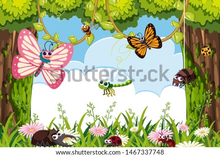 Bugs in jungle scene illustration