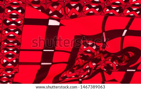Background texture. silk bright fabric Mosaic geometric shapes Composition with colorful stained glass Grid design Illustration red blue purple white gray colors