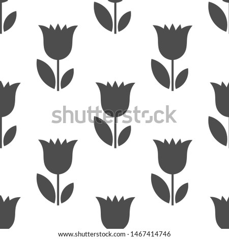 Bellflowers flower seamless black and white pattern. Vector illustration.