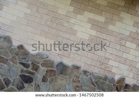 Rustic old beige white brick wall background