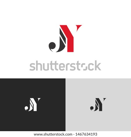 Initial Letter jy uppercase modern logo design template elements. red letter Isolated on black white grey background. Suitable for business, consulting group company.