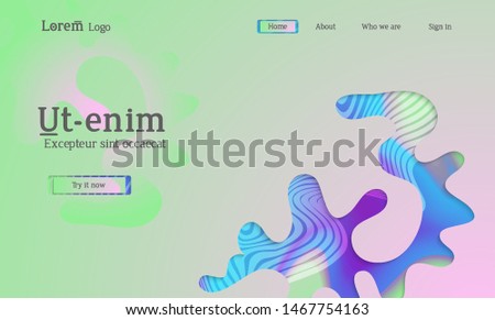 Set of abstract universal flyer templates with simple wavy shapes and cut paper with shadow over striped background. Social media web banner. Bright colored isolated.