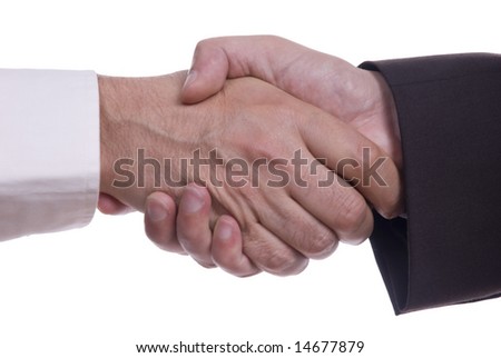 Hand shaking on a white background