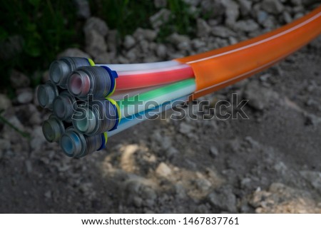 Pipes and ducts for fibre optics for high speed telecommunications Royalty-Free Stock Photo #1467837761