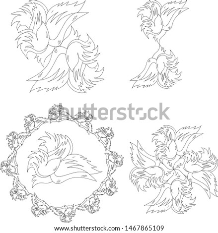 Set Decorative Elegant vector element for design.Wings ornament print.illustration of Tattoo art design of different gothic wings.abstract, angel, animal, art, astrology, background, beautiful,birds