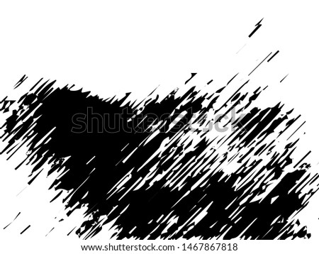 Rough grunge pattern design. Black dusty scratchy texture. Abstract grainy background.Splatter grungy overlay pattern design. Dry brush strokes. Vector illustration.  