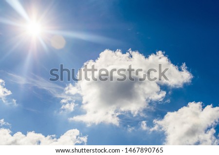 Beautiful clouds with sunlight against the blue sky.