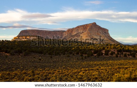 Rock formation during golden hour lighting in the Southern Utah Desert. 