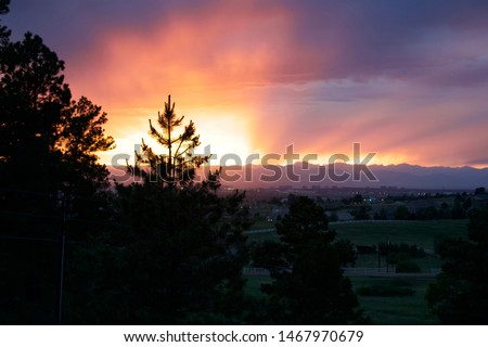 Beautiful Colorful Sunset Over Denver 