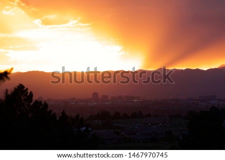 Beautiful Colorful Sunset Over Denver 