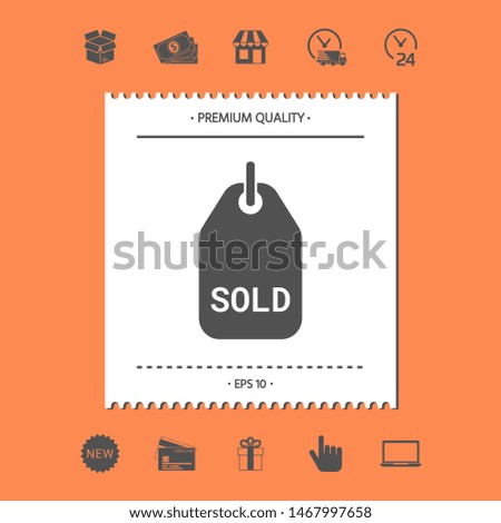 Sold tag symbol. Graphic elements for your design