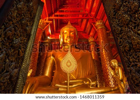 Golden Buddha statue Located in the temple Of Ayutthaya, Thailand