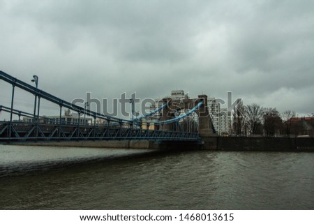 The Grunwald Bridge in cloudy weather in Wroclaw. Poland