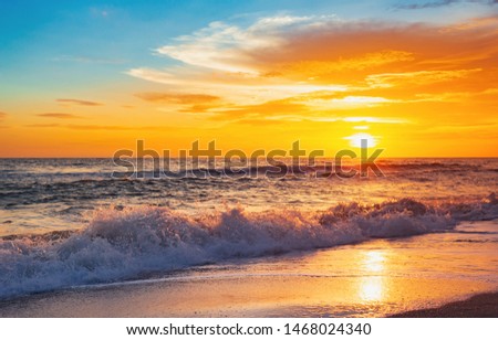 Beautiful Landscape Ocean Summer sunset Natural background 