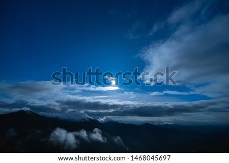 The bright moon on the cloud background